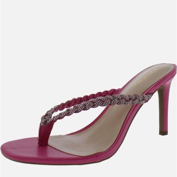 BRAND NEW BEBE AISLINN WOMEN'S RHINESTONE SLIP ON HEELS SANDAL - Picture 4 of 16